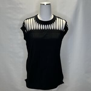Diesel Black T Shirt Womens Size Medium Distressed Ripped Slashed Rocker Top
